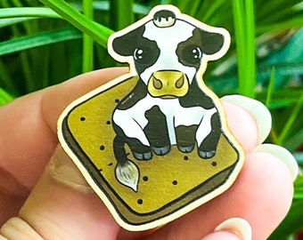 Smore Themed Cow Wooden Pin