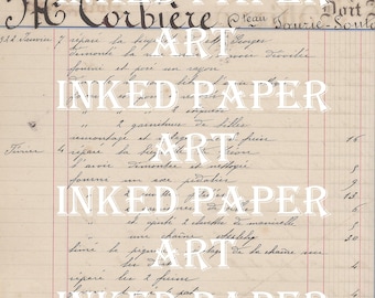 Antique French Ledger Book Pages Calligraphy Digital Paper Kit Ephemera Junk Journal Scrapbook Mixed Media Art Download Original Scans