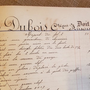 Pagine di registro antiche francesi grandi scritte a mano, bellissimo pacco di 4 fogli di carta, diario di scarto, album di ritagli, tecnica mista