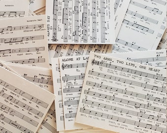 15 Vintage 1940&#39;s Tuneadex Sheet Music Index Cards for Junk Journal Ephemera Journal Cards Tags Scrapbook Decoupage Card Catalog Radio Band