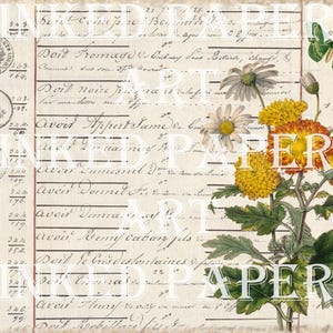Ancien kit de papier numérique botanique Notes de terrain, Français éphémères, journal indésirable Scrapbook, techniques mixtes, art, téléchargement, numérisations originales