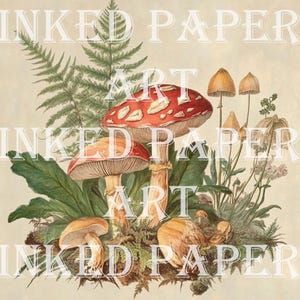 Ancien Français botanique champignons notes de terrain forêt kit de papier numérique éphémères Junk Journal Scrapbook technique mixte Art à télécharger