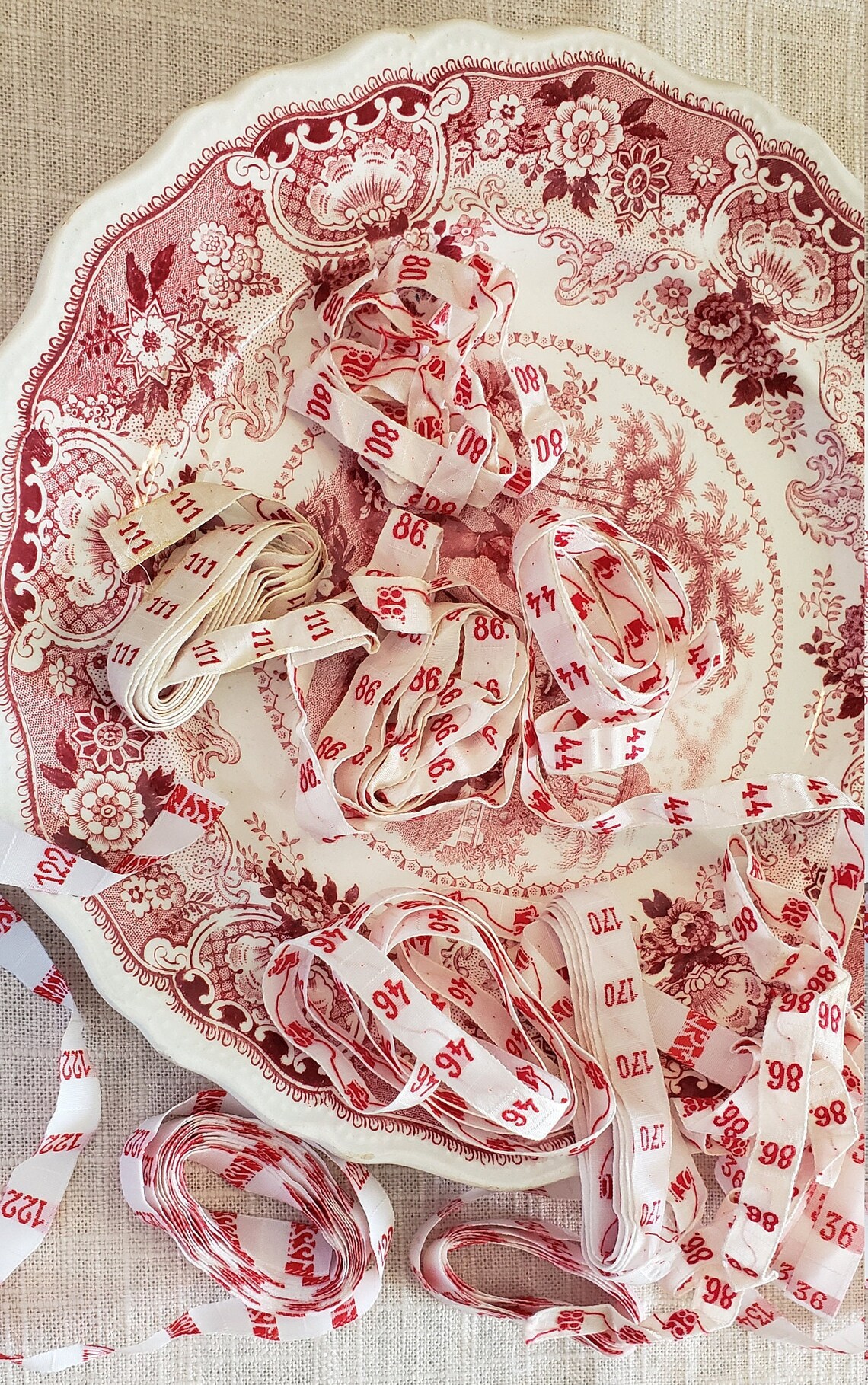 Antique French Laundry Labels Embroidered Numbers Red Mixed Etsy