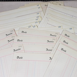 Antique French Large Blank Ledger Pages Beautiful Paper Pink & Blue Lined Bundle of 4 Sheets Mixed Media Junk Journal Art