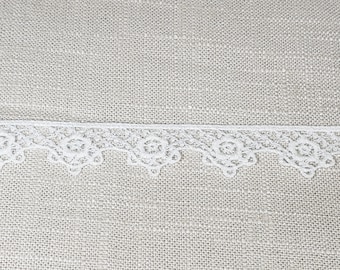 Vintage Scalloped White Lace Trim, USA Made, 3/4" Wide