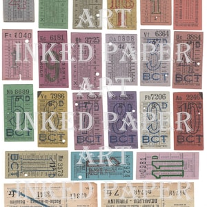 Antikes Vintage Europa Französische Reise Bustickets Digitales Papier Kit Ephemera Junk Journal Scrapbook Mixed Media Art Download Original Scans