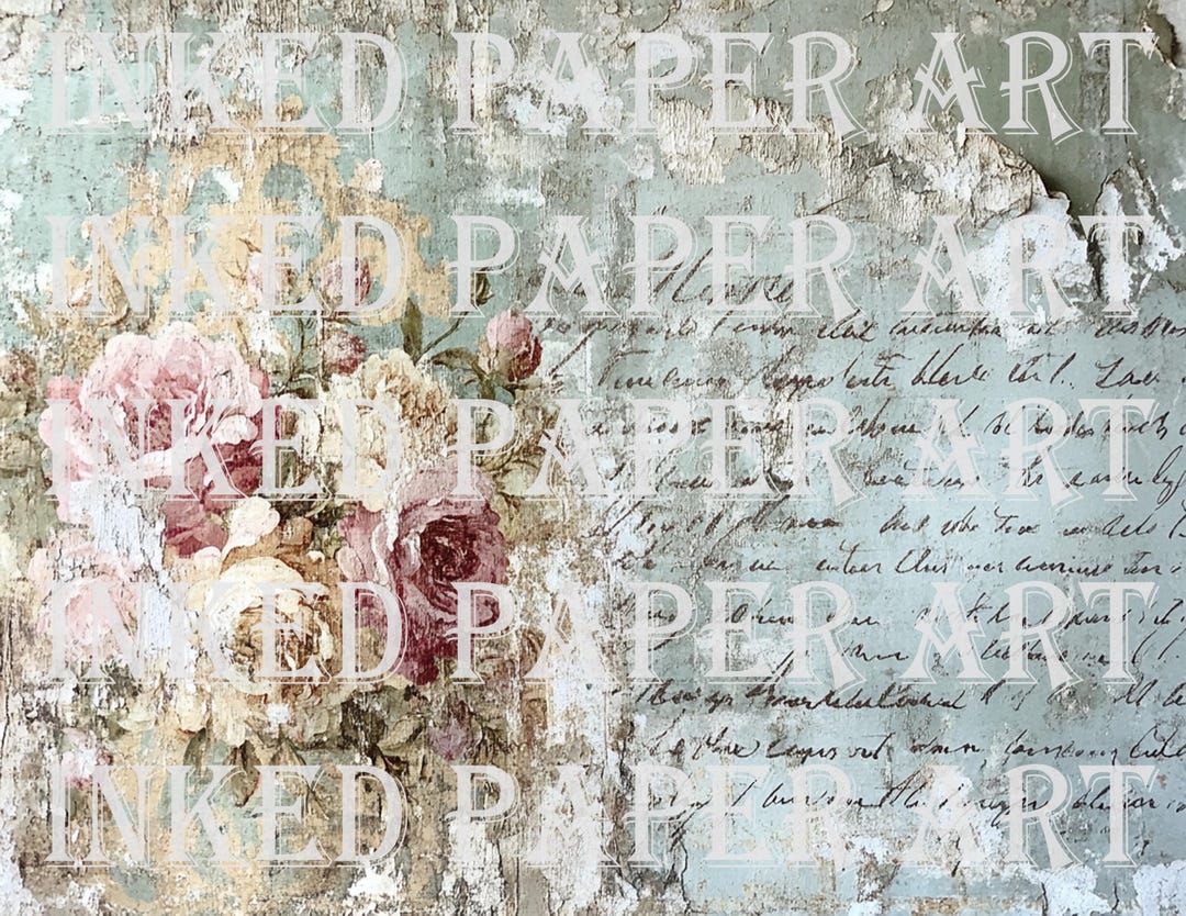 Hope Freestyle Script With Roses Shabby Chic Roses French Script Digital Paper Pack (digital Download ...