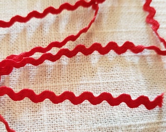 5 YARDS Bright Red Cotton 1/4" Ric Rack Zig Zag Braid Ribbon Trim Rick Rac Baby Jumbo Rik Rak Textiles Wrights Sewing Rickrack By The Yard