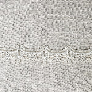 Vintage 1&quot; Off White Lace Sold By The Yard Made In The USA Decorative Sewing Trim Scalloped Venice Guipure Bobbin Applique Chantilly Trim