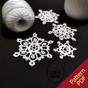 Rose D&#39;Hiver graphic pattern, for tatting work, great for Snowflakes and Christmas ornaments