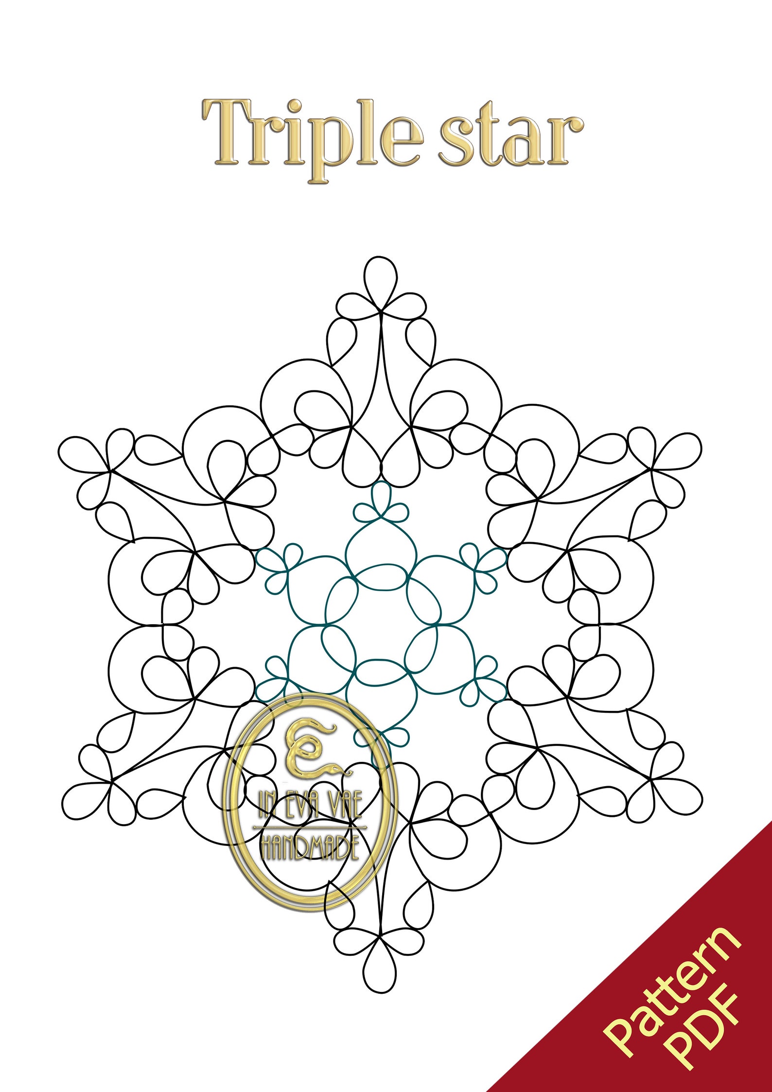 Triple Star Pattern Triple Star Graphic Pattern, for Tatting Work, Optimal for Snowflakes ...