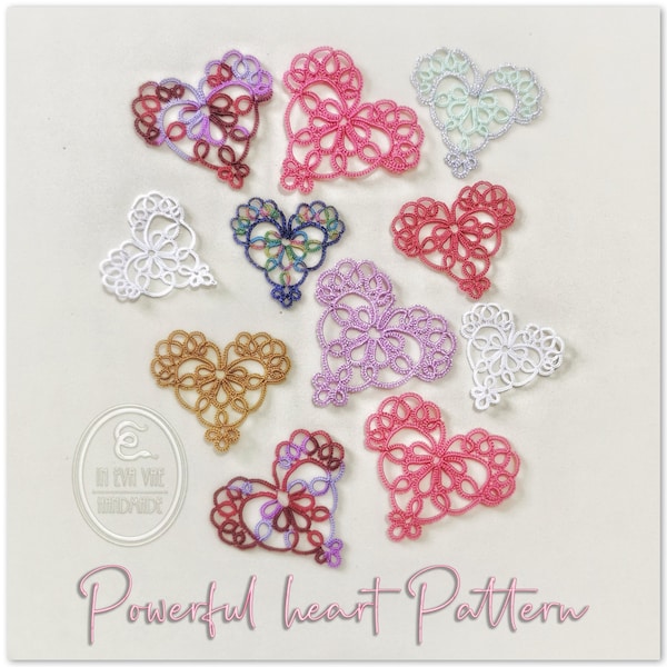 Powerful Heart graphic pattern, for tatting work, optimal for earrings, pendants and other accessories