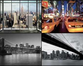 New York Wall Murals Taxi Times Square Bridge Multi Sizes Wallpaper