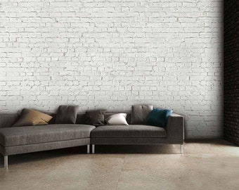 White Brick Wall Mural Paste The Paper Wallpaper - 315cm x 232cm