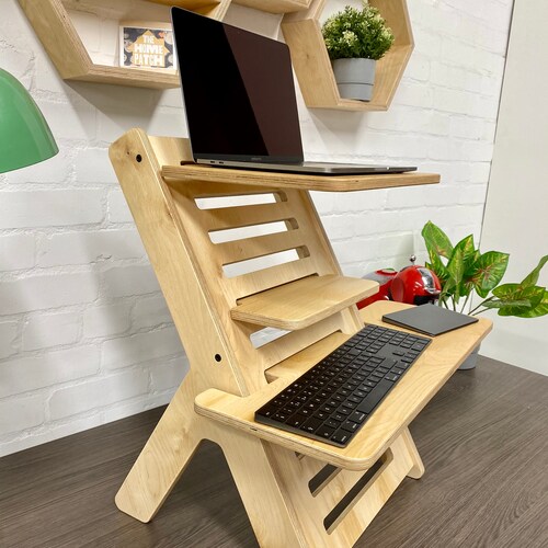 Plywood Standing Desk Converter / Laptop Stand /height Etsy