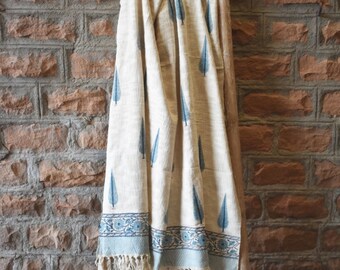 Blue Ashoka Sofa Throw Handmade Mudcloth Bed Throw Boho Blanket Made In India
