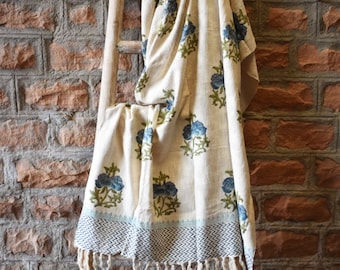Blue Orchid Sofa Throw Handmade Mudcloth Bed Throw Boho Blanket Made In India