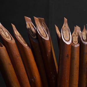 Traditional Islamic calligraphy reed pens made from natural Handam Bili bamboo material.
