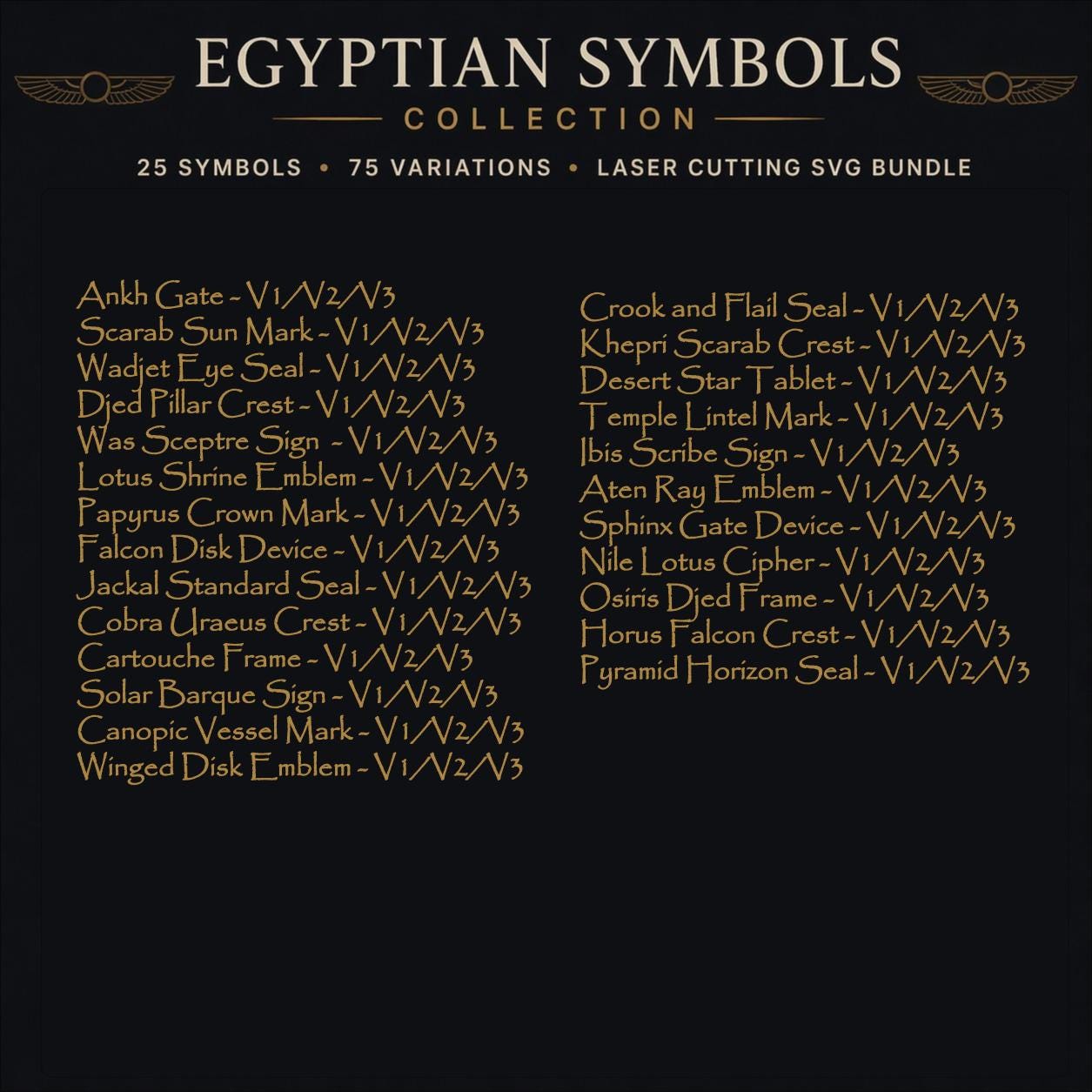 Egyptian Symbols Collection SVG PNG PDF Bundle | 25 Symbols | Sanctum ...