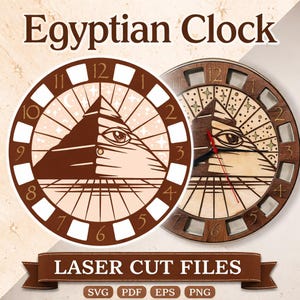 Egyptian Pyramid Eye Clock Laser Cut Files | CNC Glowforge Ready (Digital Download)