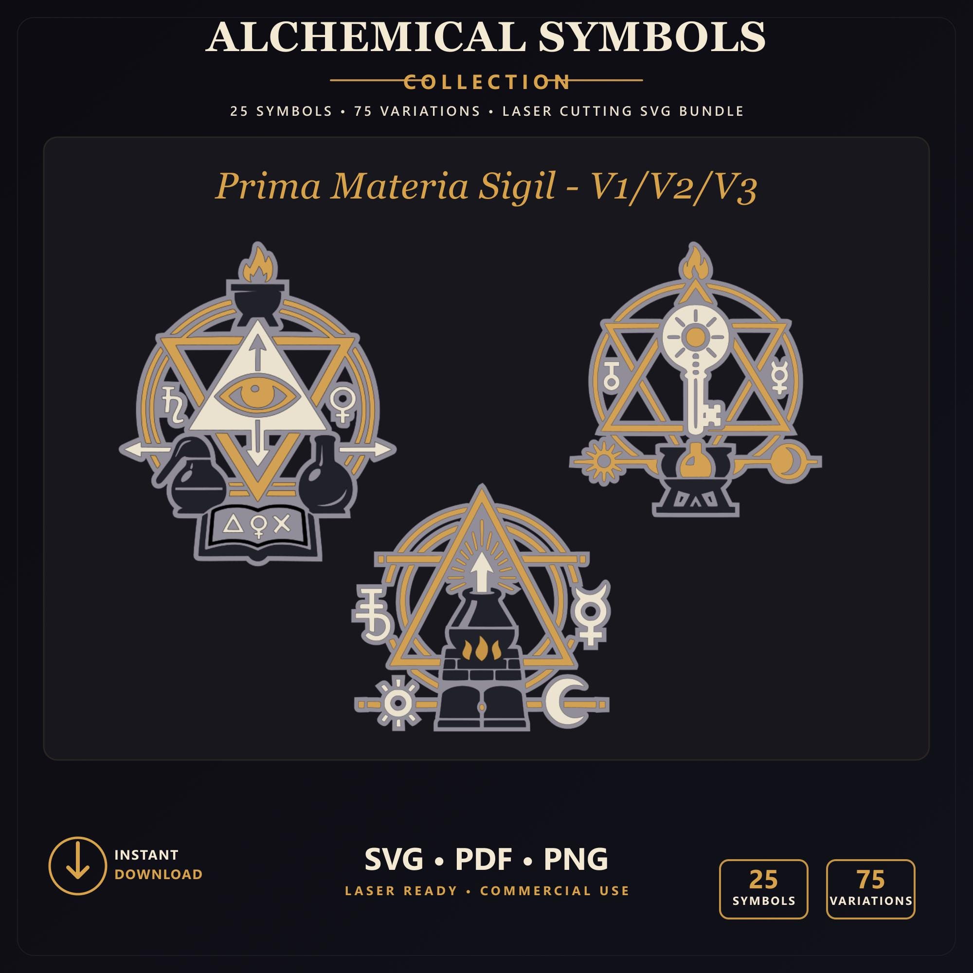 Alchemical Symbols Collection SVG PNG PDF Bundle | 25 Symbols | Sanctum ...