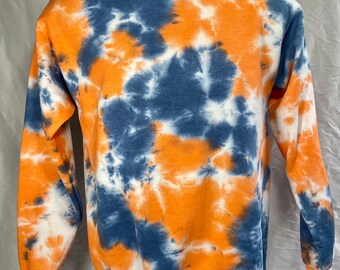 blue and orange tie dye moletom com capuz