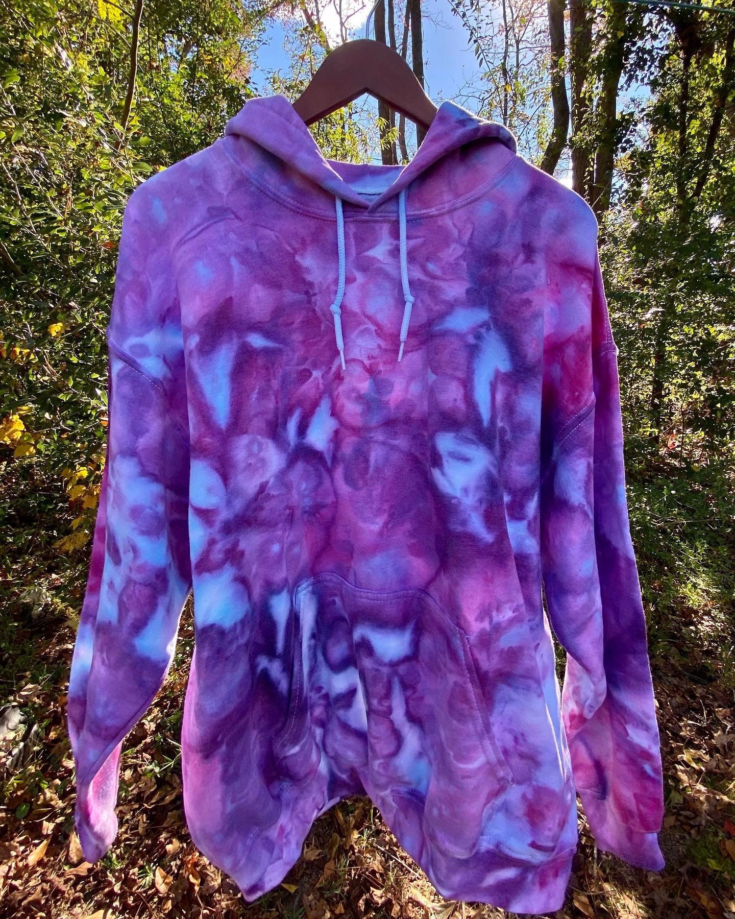 Dark Blue Tie Dye Coastal Fleece Hoodie - EUBI EU