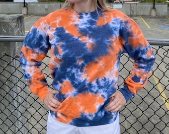 Orange and Cobalt Blue Tie-Dye Sweatshirt - Unisex Tie Dye Sweatshirt