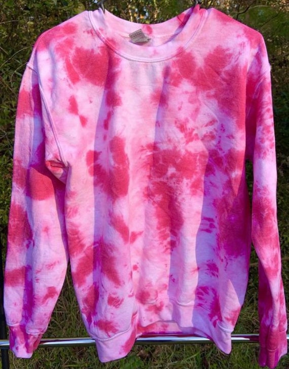 Fuchsia and Bubble Gum Pink Tie-dye Sweatshirt Womens Tie | Etsy