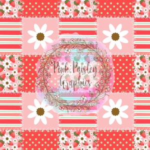 Cottage Core - Patchwork - Strawberry - Fruit - Floral - Seamless Design