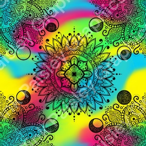 Groovy Mandala - Neon - Seamless Design - Seamless File