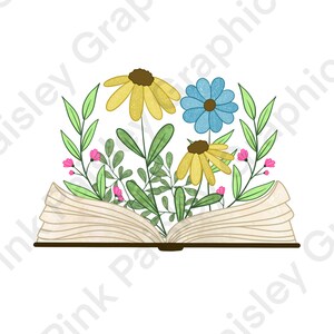 Book Lover - Spring Floral - Design - PNG - Clip Art - Transparent Background