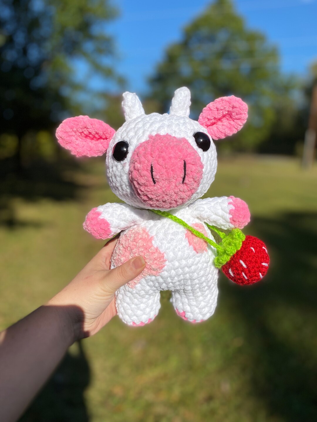 MADE TO ORDER Strawberry Cow Crochet Crochet Plushie Toy Handmade Gifts
