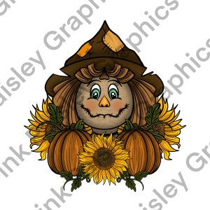 Scarecrow - Sunflower - Pumpkin - Fall Design - PNG - Clip Art - Sublimation Design - Transparent Background