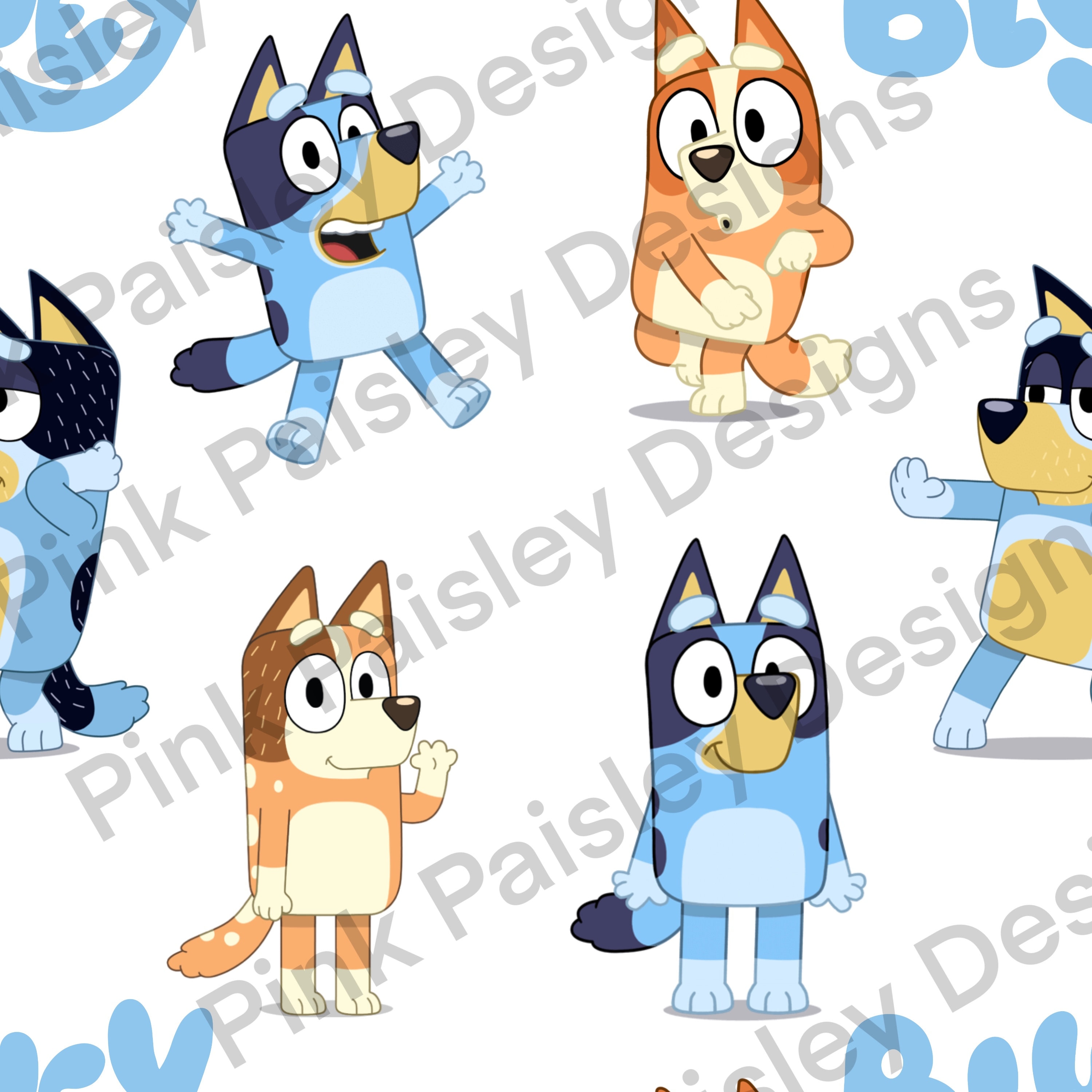 Blue Cartoon Dog Seamless Design Digital File Etsy