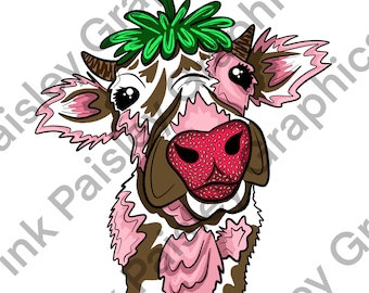 Strawberry Cow - PNG - Clip Art - Sublimation Design - Transparent Background