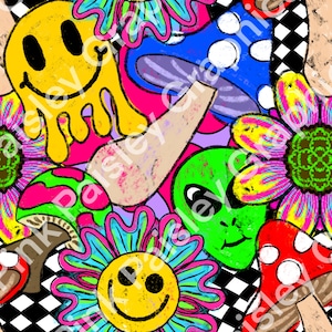 Trippy - Groovy - Hippie - Crayon Texture - Seamless Design