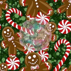 Kerstkoekjes - Peperkoek - Pepermunt - Naadloos ontwerp