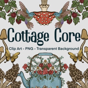 Cottage Core - Clip Art - 12 PNG Images - Transparent Background