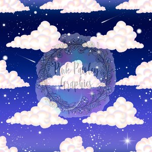 Sleepytime Clouds - Nighttime Sky - Stars - Boy Design - Seamless Design