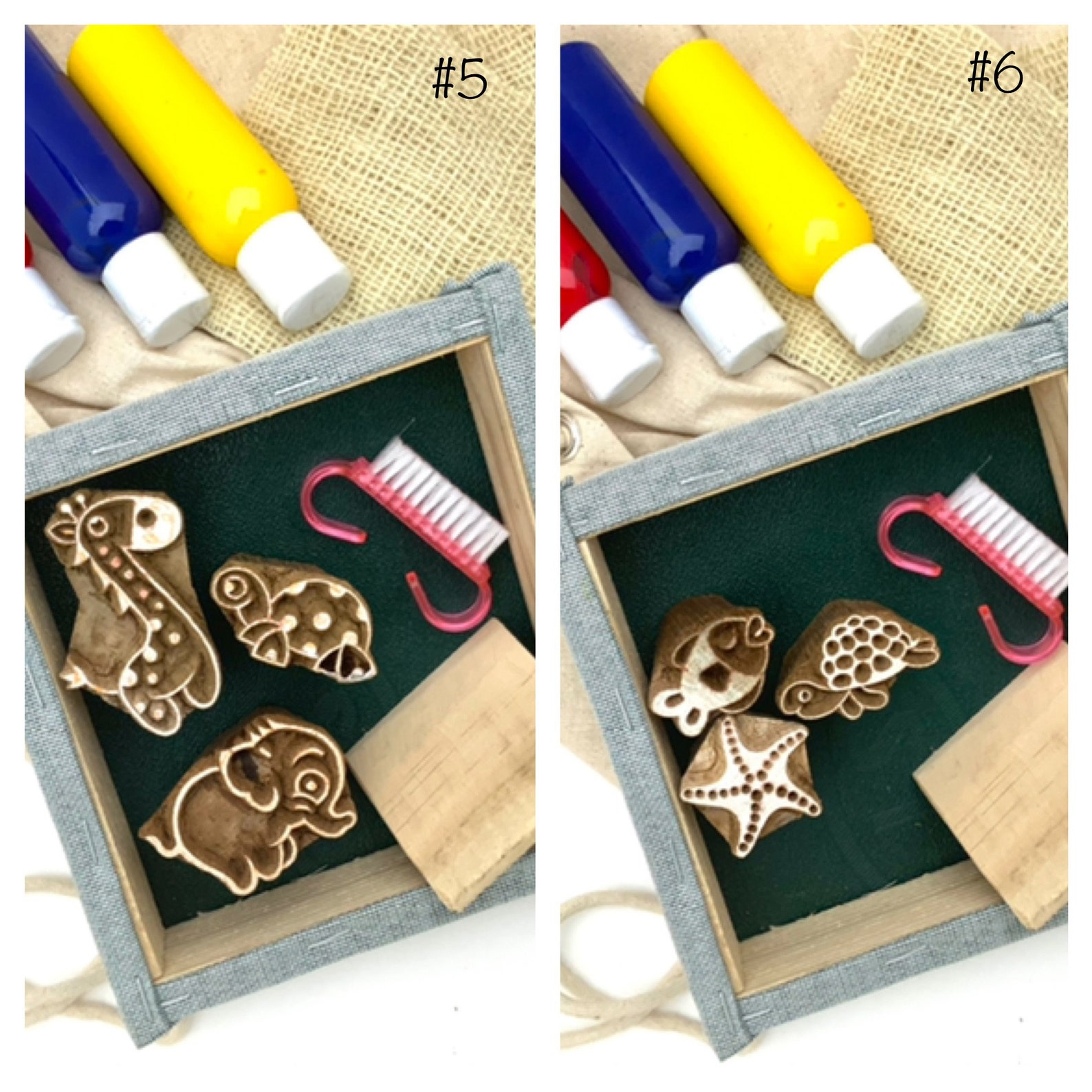 Block Printing 14piece Starter kit for children 3years / Etsy