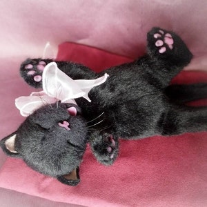 Handmade Newborn Kitten,realistic cute plushie cat, stuffed handmade plush toy, black cat, cat replica, ooak animals,custom plush,pet plush