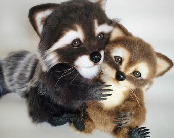 Raccoon plush toy, stuffed animal, Ooak plush animal, realistic raccoon, custom plush, teddy raccoon,realistic animal