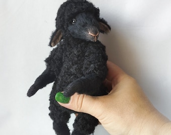 Black sheep, cute plushie, sheep art doll, farm animal, stuffed toys, sheep doll, ooak animals, custom sheep plush