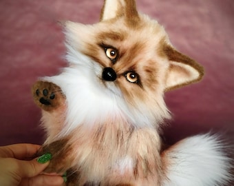 Fox, Pink fox, plush fox, custom realistic stuffed fox,realistic plush animal, cute plushie,cute fox