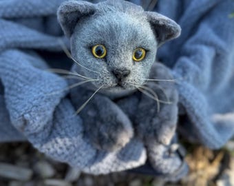 シャム猫のぬいぐるみ、等身大の子猫のぬいぐるみ、手作りの猫の