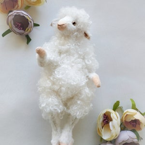 White sheep doll, teddy sheep, sheep art doll, lamb plush, lamb doll, lamb plushie,cute lamb, lamb toy, animal doll, farm animals