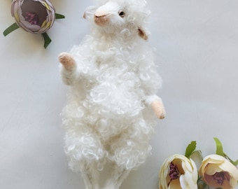 White sheep doll, teddy sheep, sheep art doll, lamb plush, lamb doll, lamb plushie, animal doll, farm animals, custom plush