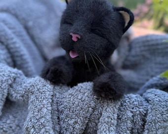 手作りの黒猫、ポーズをとれるぬいぐるみ、ぬいぐるみギフト、 - Etsy 日本
