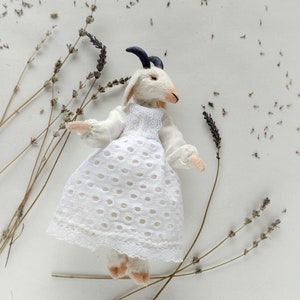 Goat art doll, white goat,cute goat, goat toy, goat plush, stuffed animals, plushie, farm animals, animal doll, goat doll, custom plush